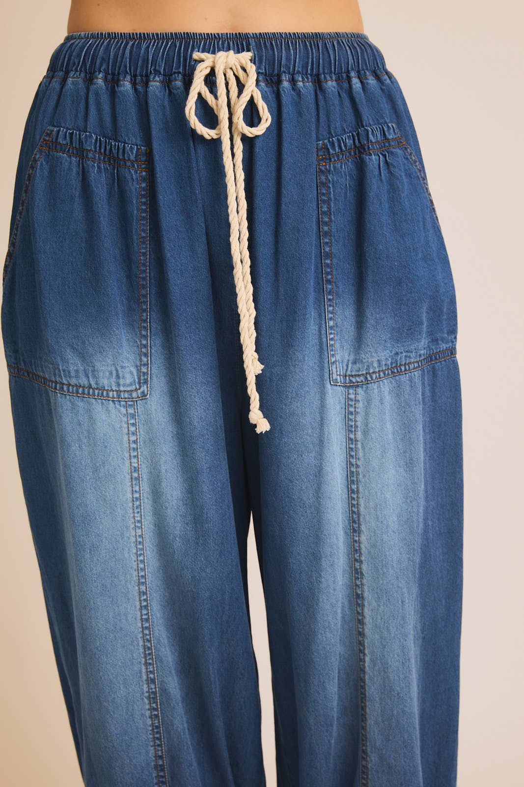 DRAW STRING WAIST WIDE JOGGER JEAN