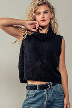 Sleeveless Cowl Neck Crochet Top