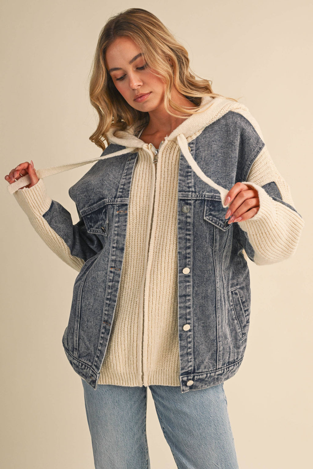 DENIM SWEATER CONTRAST JACKET