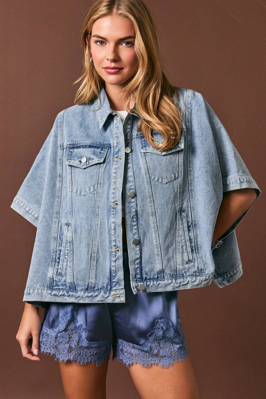 DENIM CAPE JACKET