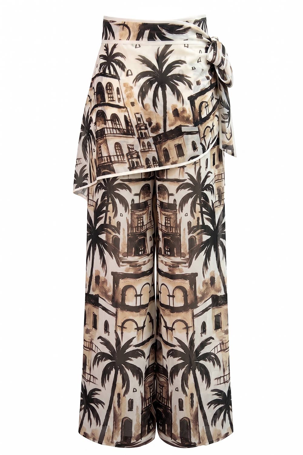 Scarf-style High-waisted wide leg pants