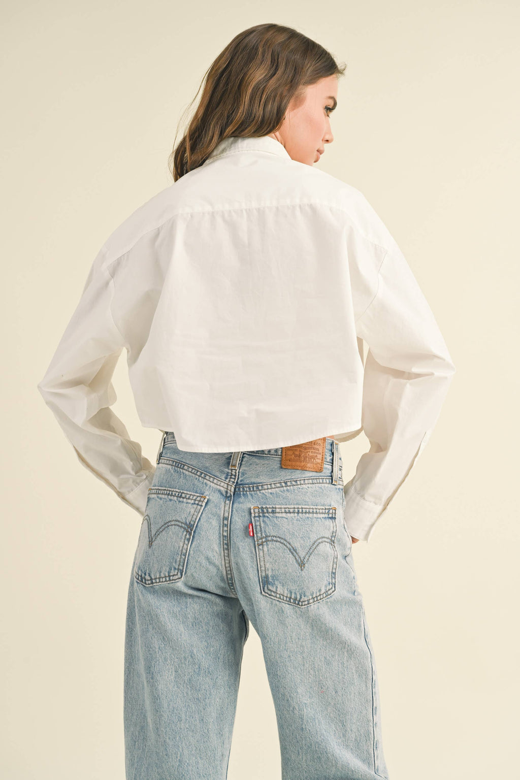 Boss Girl Cropped Buttondown Shirt