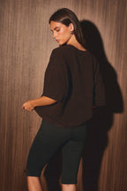 SHORT SLEEVE CREW NECK LIGHT WEIGHT SWEATER TOP
