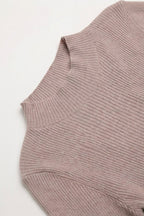 Fine Ribbed Merino Wool Sweater in beige with Mock neck