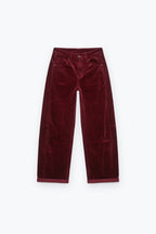 Corduroy High Rise wide Barrell leg Pants in burgundy