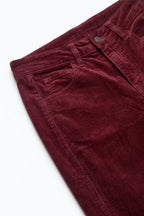 Corduroy High Rise wide Barrell leg Pants in burgundy