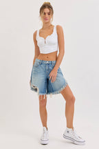 Mid Waisted Cut Off Shorts