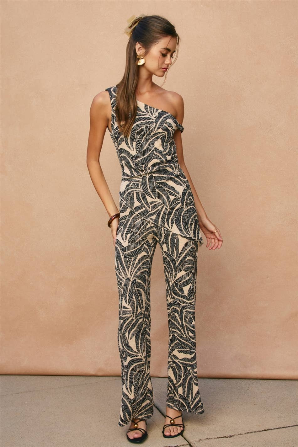 Tropical Leaf Pull On Pants