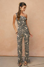 Tropical Leaf Pull On Pants