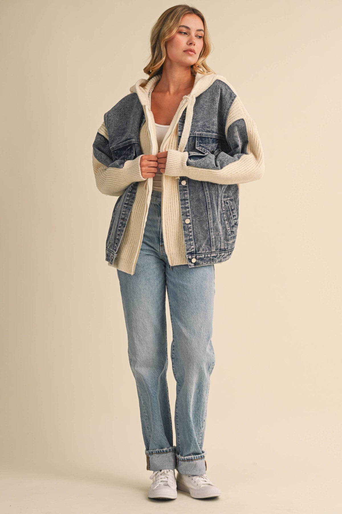 DENIM SWEATER CONTRAST JACKET