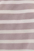 ROUND NECK CUFFED SHORT SLEEVE STRIPE TOP