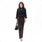 High Rise Relaxed Straight Leopard Print Pants