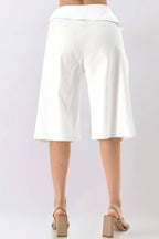 Pleated Wide-Leg Bermuda Pants