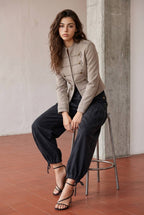 Cropped Military-Style Jacket