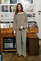 Micro-Stripe Side-Piping Wide-Leg Pants