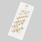 SIX PIECE PEARL BROOCH SAFETY PIN SET