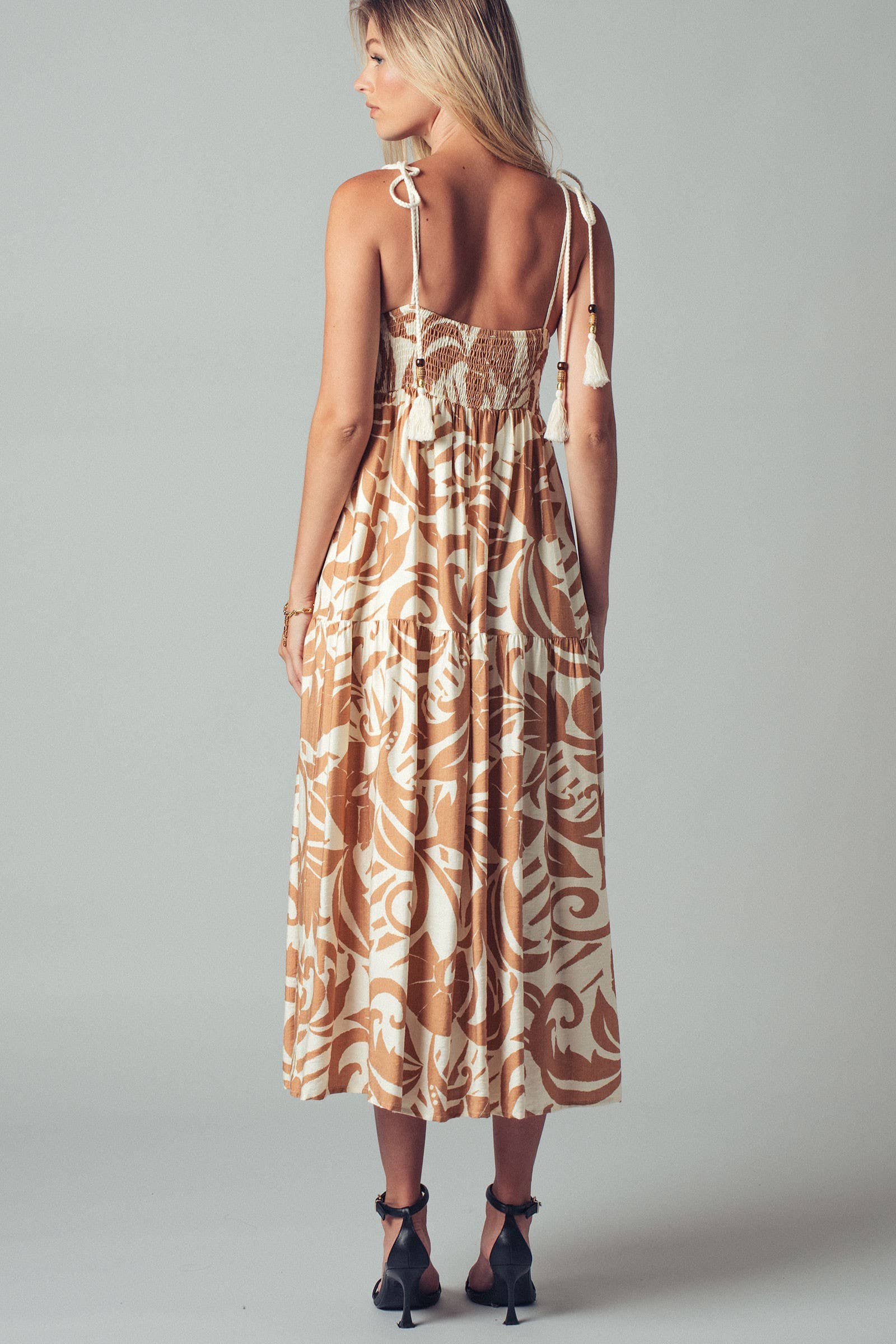 Boho Crochet Top Tropical Maxi Dress