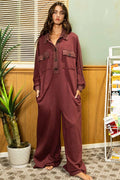 Burgundy Oversize French Terry Jumpsuit