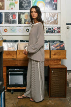 Micro-Stripe Side-Piping Wide-Leg Pants