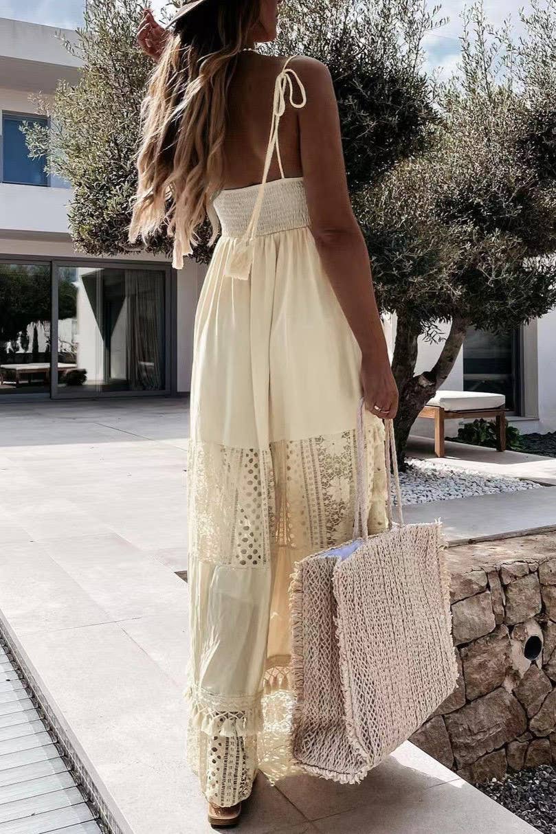 Bohemian Crochet tassel Lace large swing flare dress