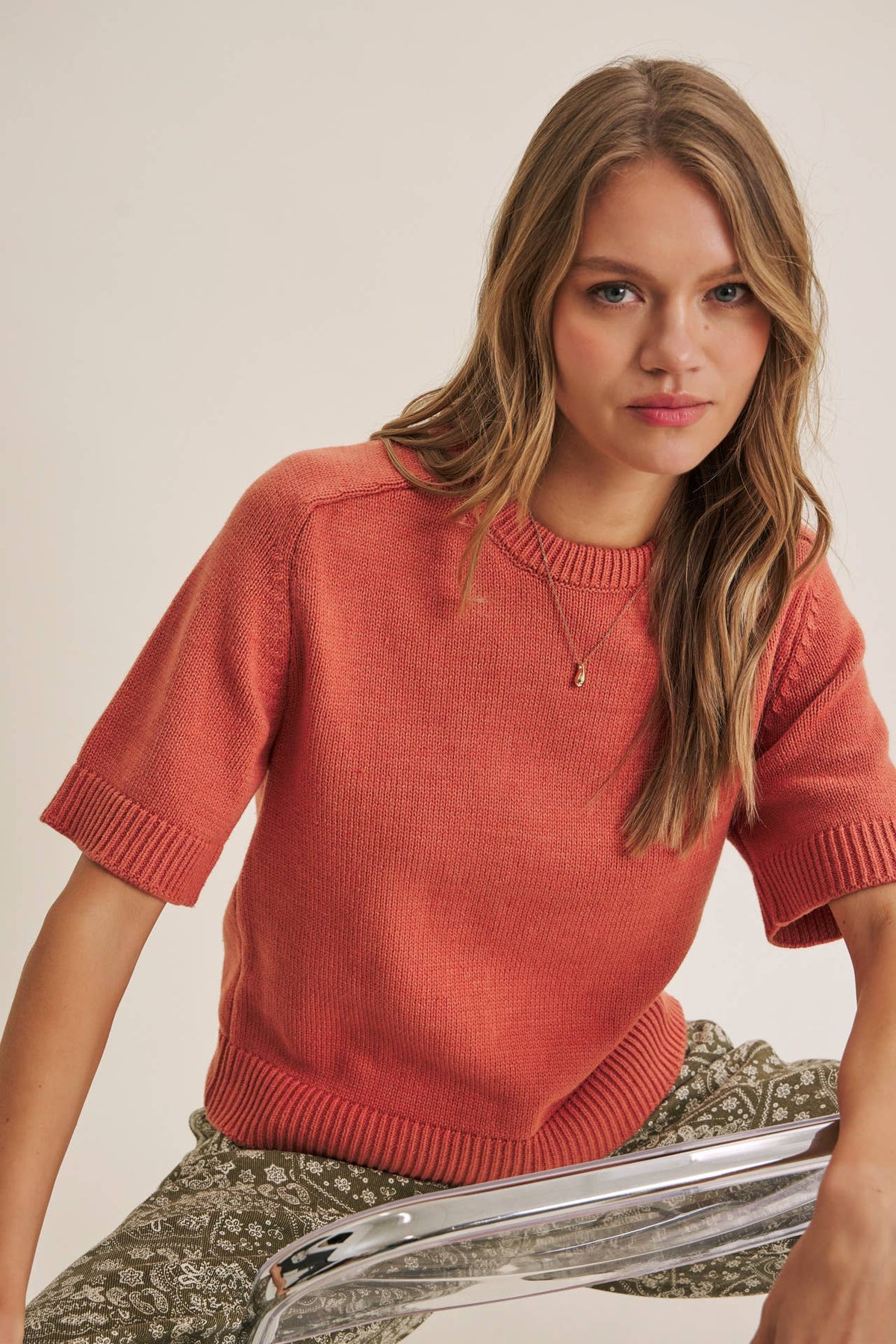 YEAR-ROUND ESSENTIAL COTTON BLEND RAGLAN COLOR SWEATER TOP