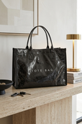 Black Large Capacity Vinyl TOTE BAG