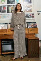Micro-Stripe Side-Piping Wide-Leg Pants