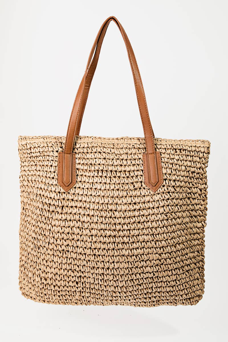 Square Straw Braided Tote Bag