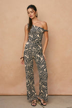 Tropical Leaf Pull On Pants