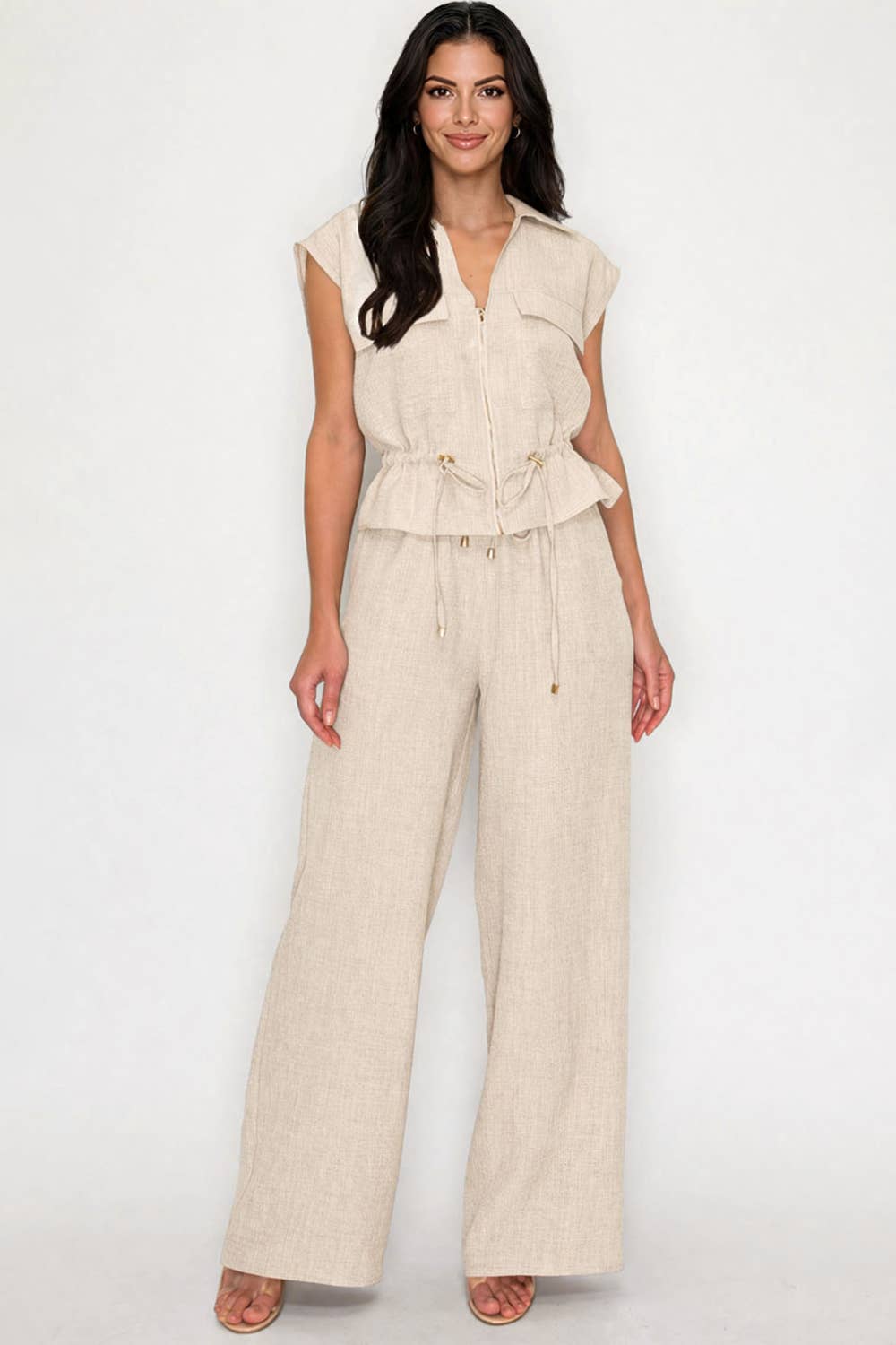 Utility Zip-Front Top & Wide-Leg Set