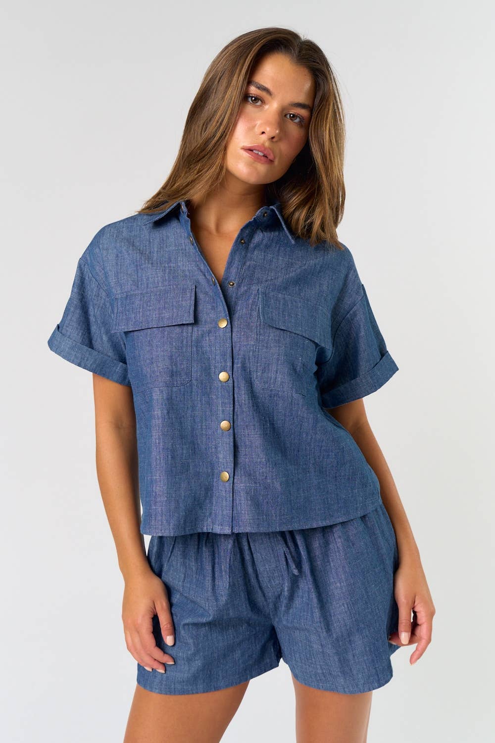 Short Sleeve Denim Top