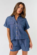 Short Sleeve Denim Top