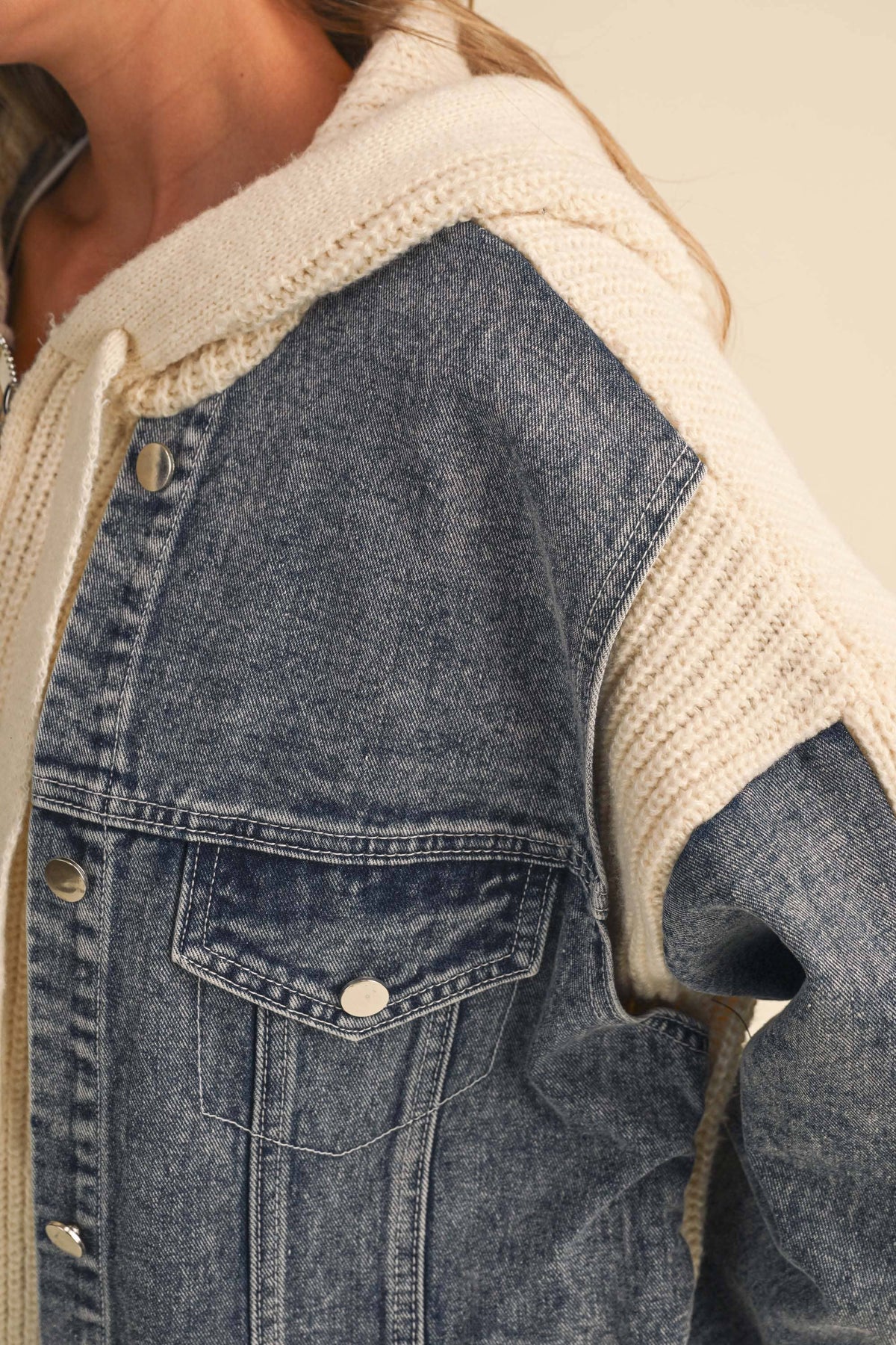 DENIM SWEATER CONTRAST JACKET
