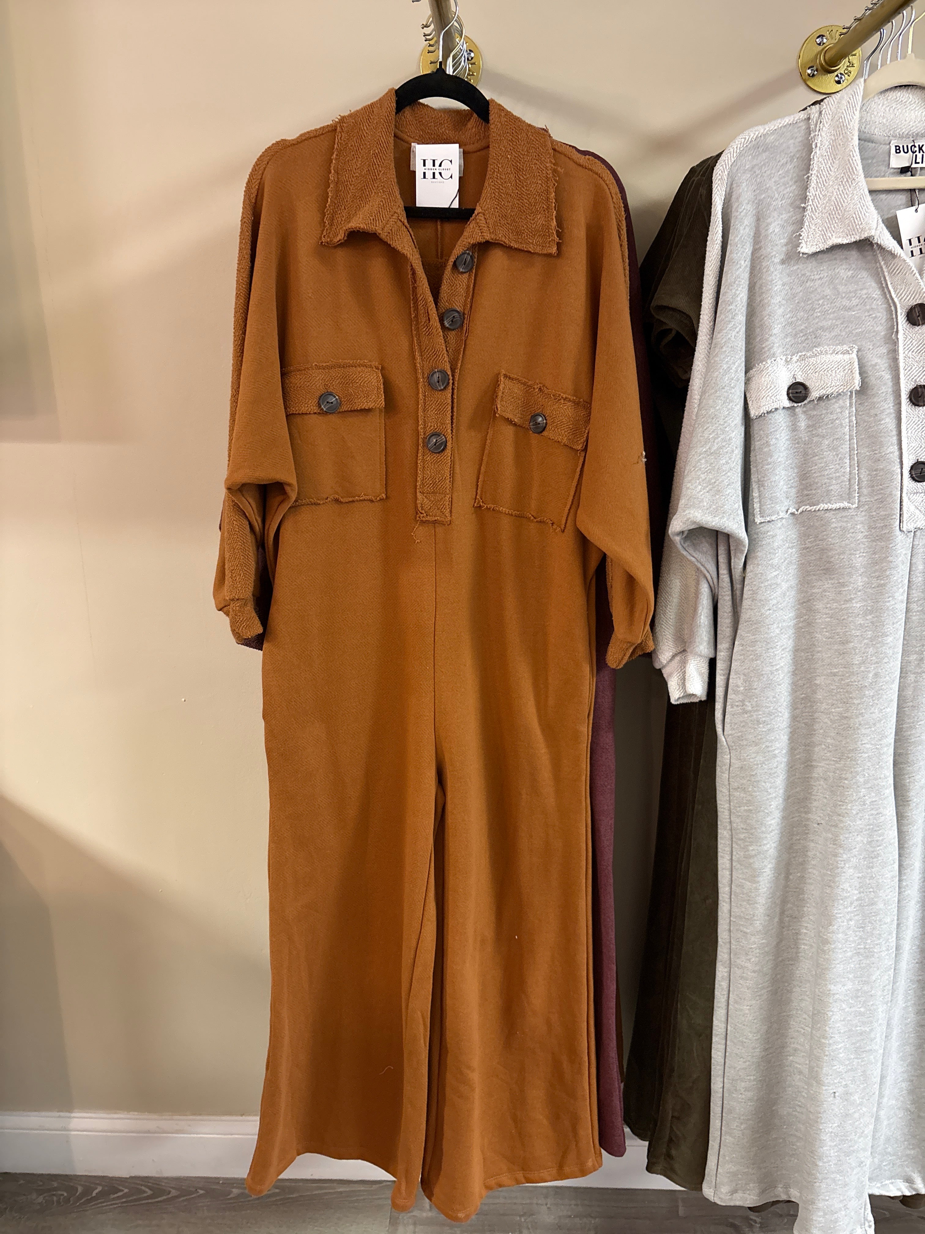 Chestnut Oversized French Terry Jumpsuit
