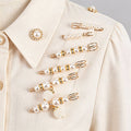SIX PIECE PEARL BROOCH SAFETY PIN SET