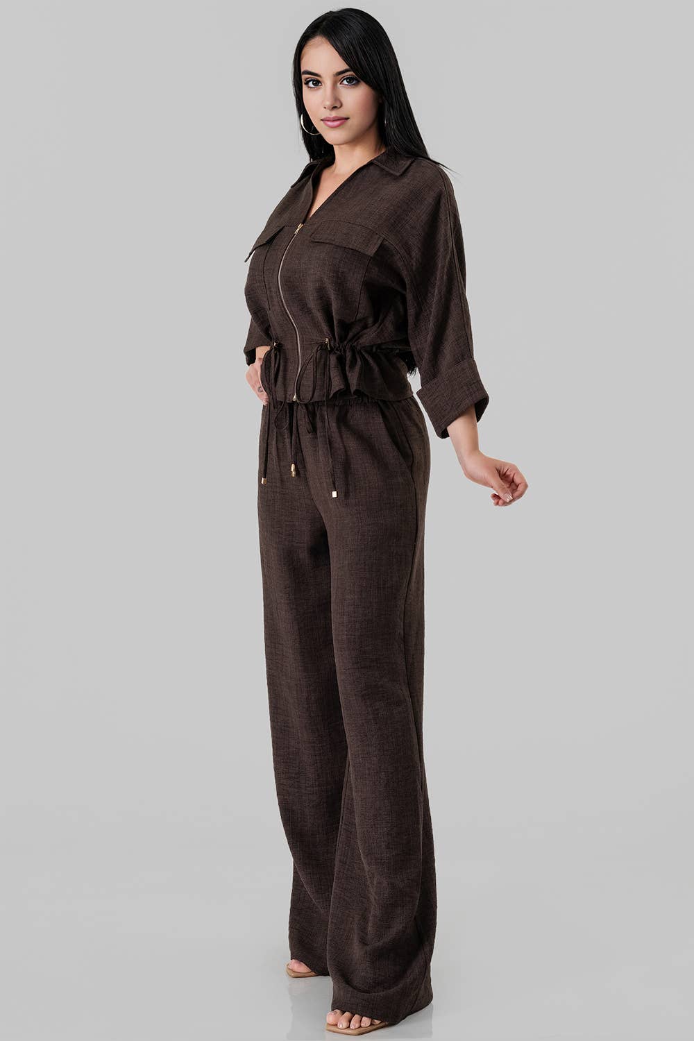BJ2189-SET_Utility Zip-Front Top & Wide-Leg Set