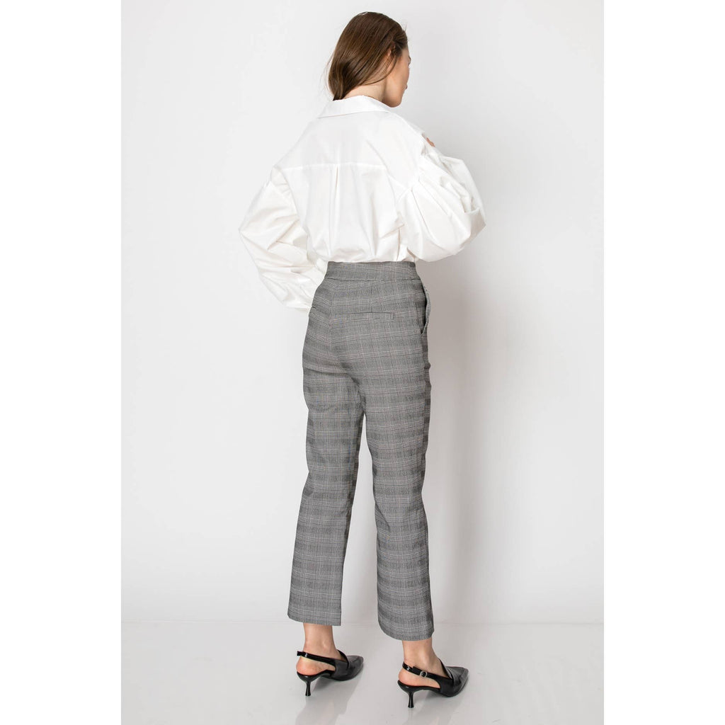 Plaid High Waisted Ankle Length Office Pants