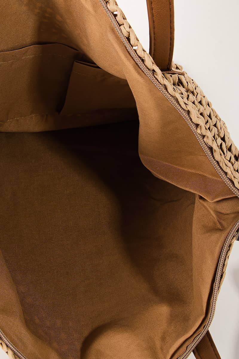 Square Straw Braided Tote Bag