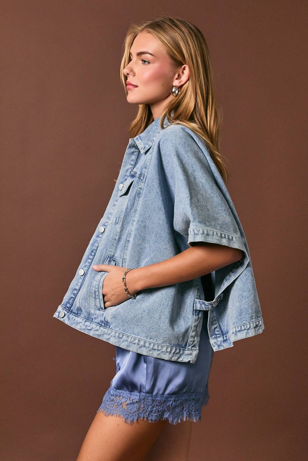 DENIM CAPE JACKET