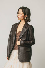Faux Leather Oversized Blazer Jacket
