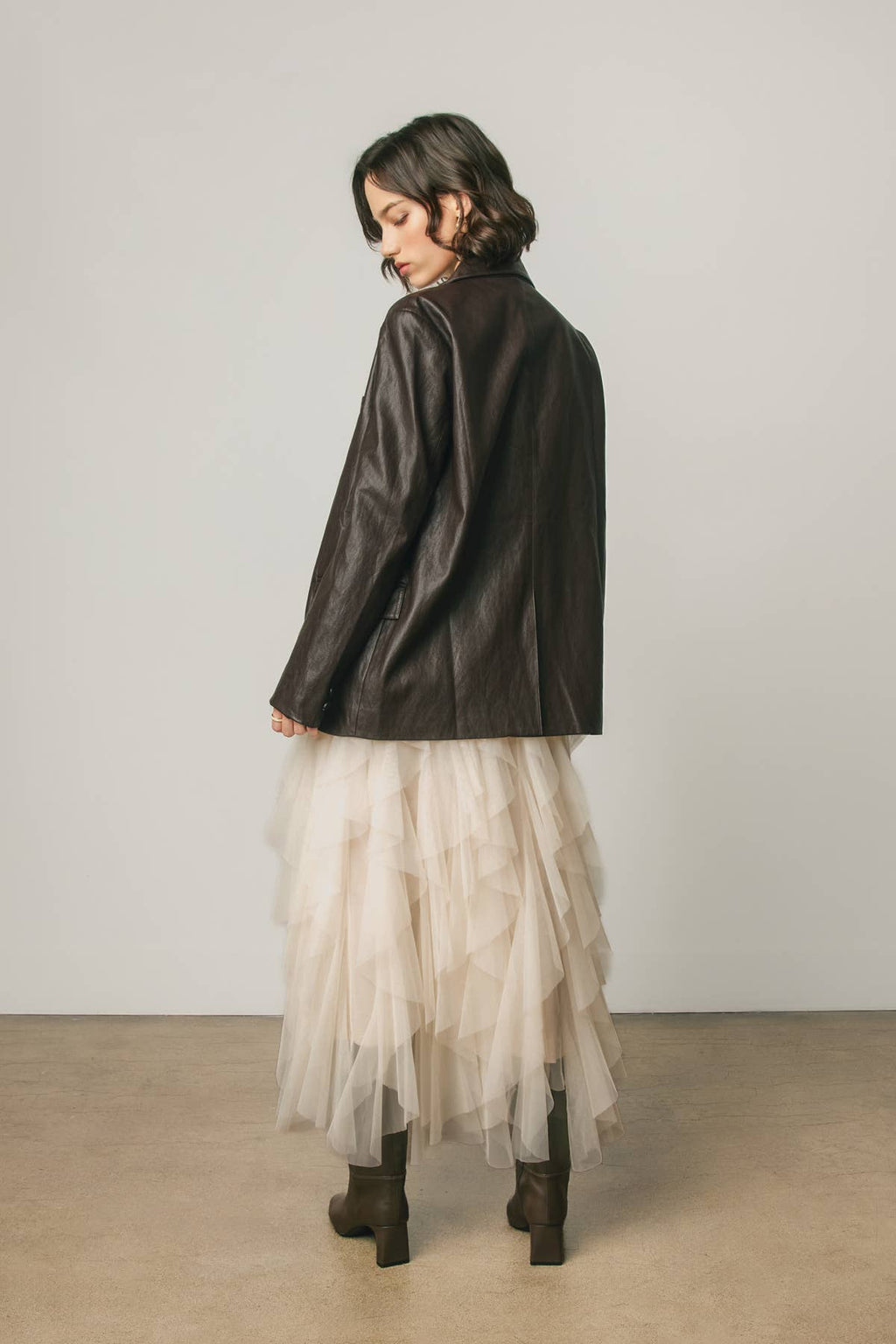 Faux Leather Oversized Blazer Jacket