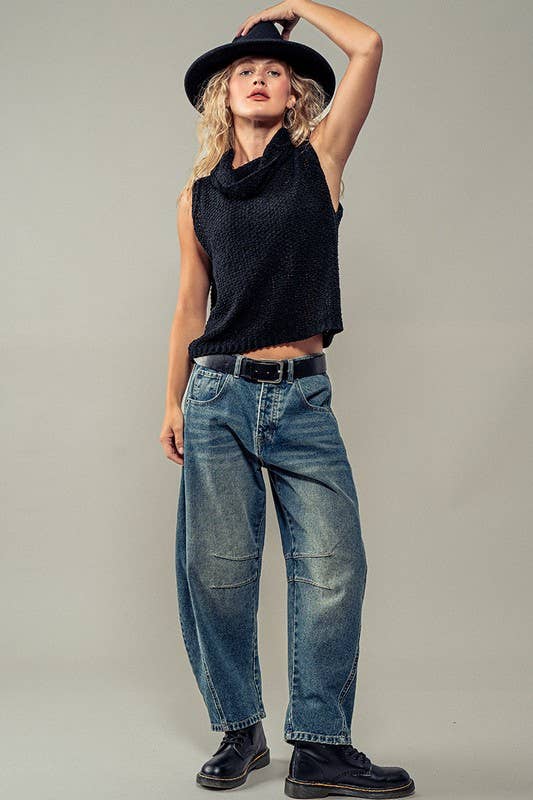 Sleeveless Cowl Neck Crochet Top