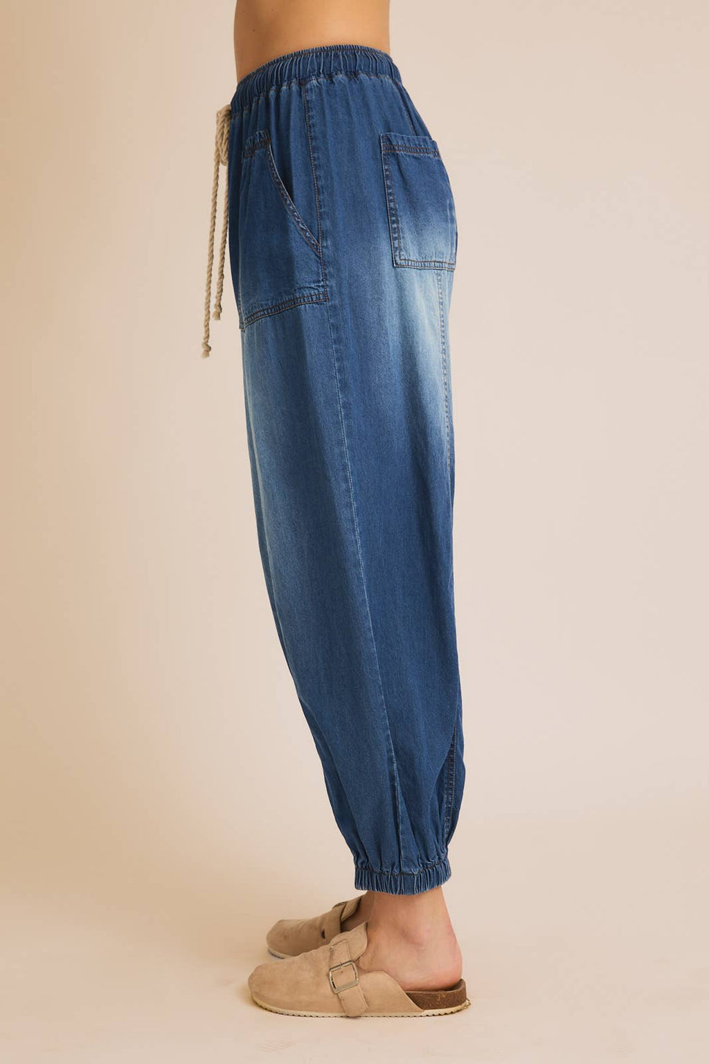 DRAW STRING WAIST WIDE JOGGER JEAN