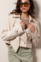 Cropped Double Lapel Lightweight Trench Jacket