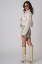 Cropped Double Lapel Lightweight Trench Jacket