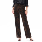 High Rise Relaxed Straight Leopard Print Pants