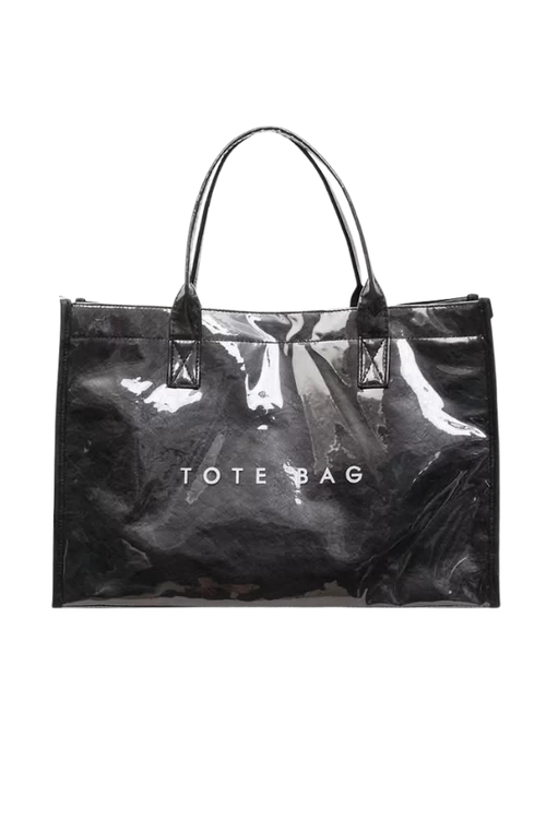 Black Large Capacity Vinyl TOTE BAG