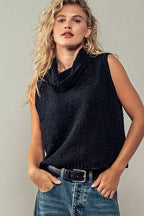 Sleeveless Cowl Neck Crochet Top