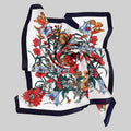 LAVISH COLORFUL FLOWER BOUQUET SILKY SQUARE SCARF