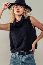 Sleeveless Cowl Neck Crochet Top